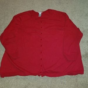 Red cardigan sweater